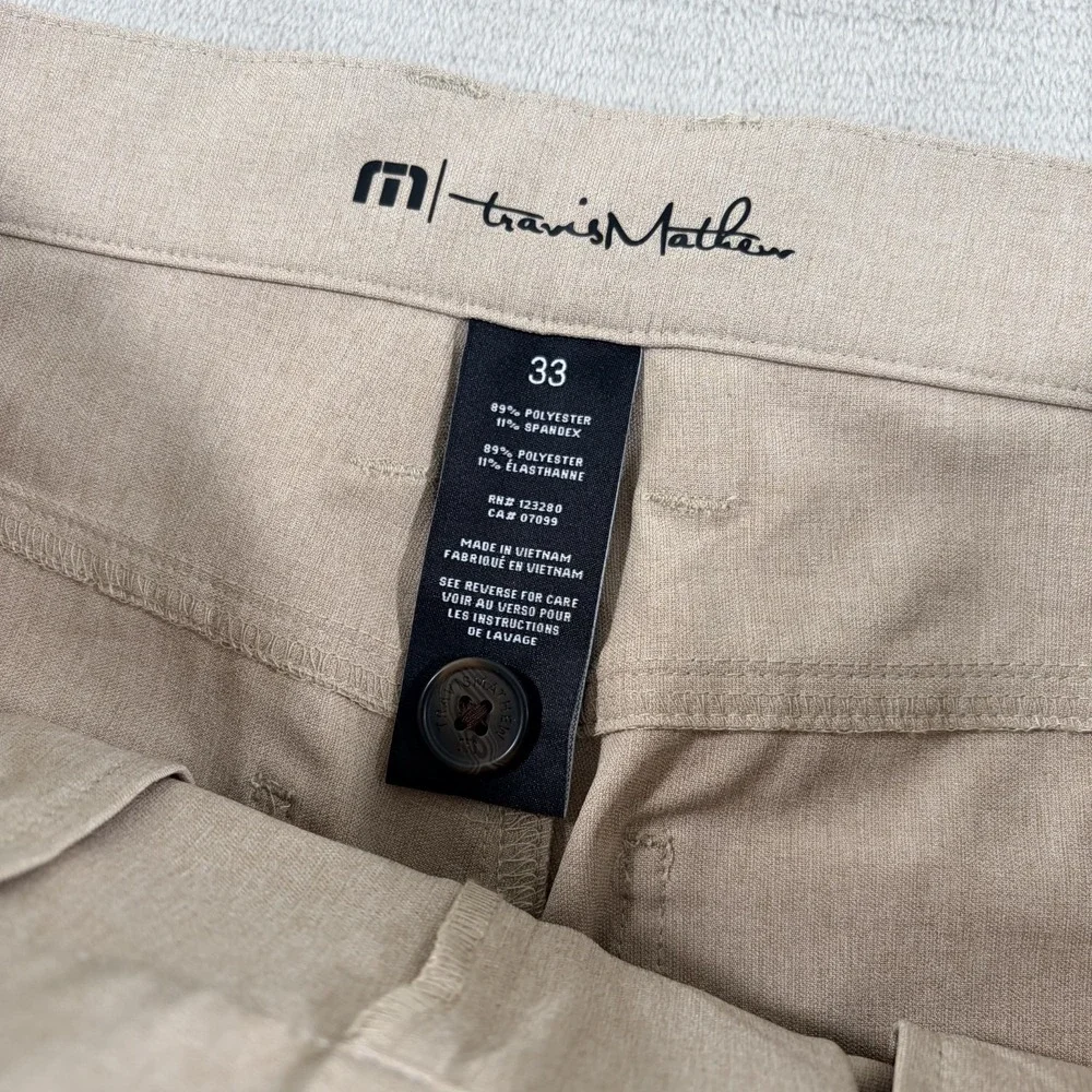 Travis Mathew Open to Close Golf Performance Pants in Khaki Men 34x32 Tag 33 NWT